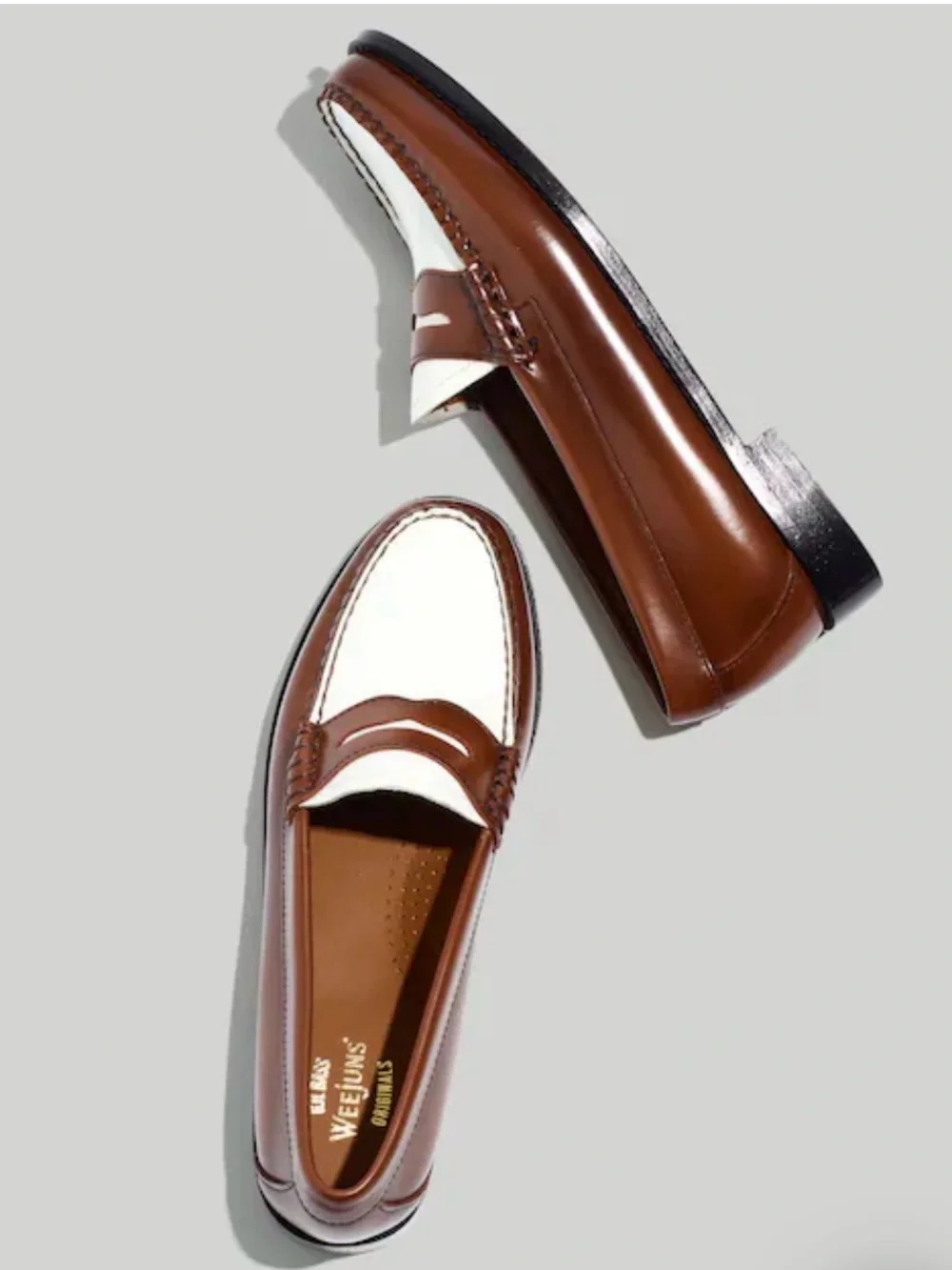 G.H.Bass Weejuns Whitney Brown/ White Penny Loafers size 8